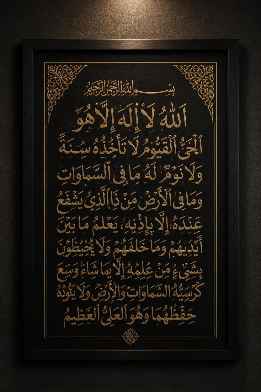 Ayatul Kursi — Gold Leaf on Black
