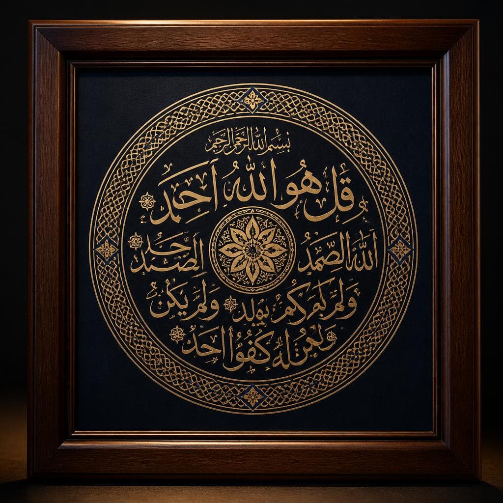 Surah Al-Ikhlas — Circular Gold Composition