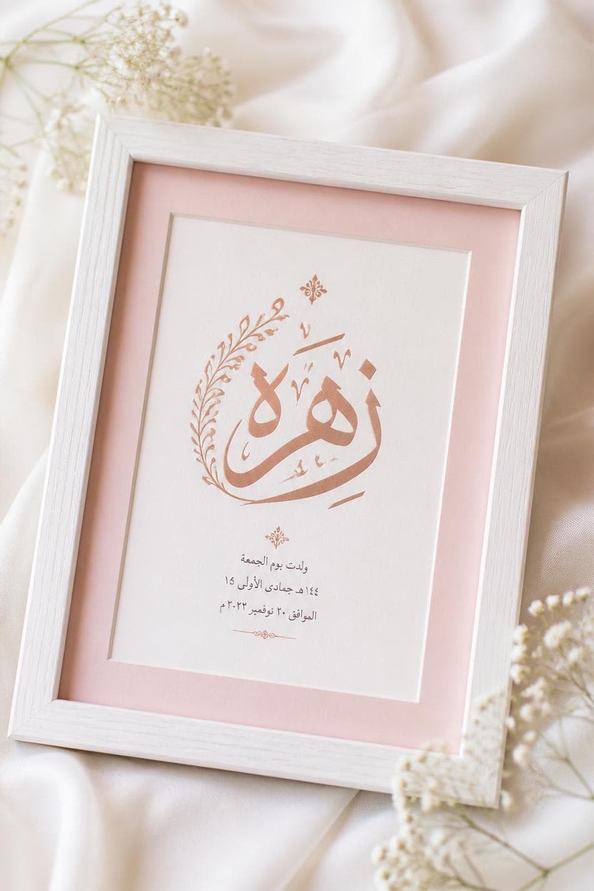 Newborn Name Calligraphy — "Zahra"