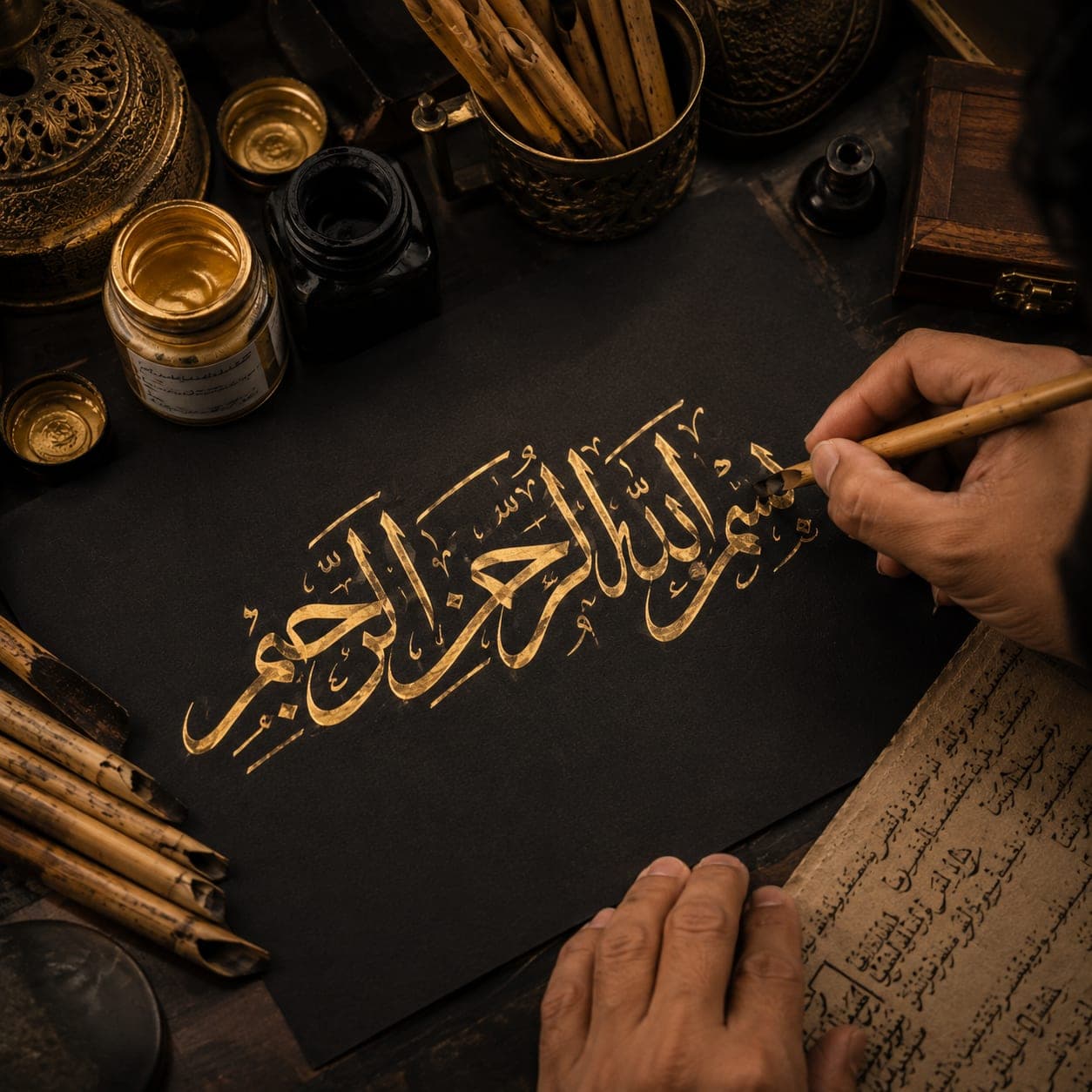 Ayatul Kursi — Gold Leaf Calligraphy